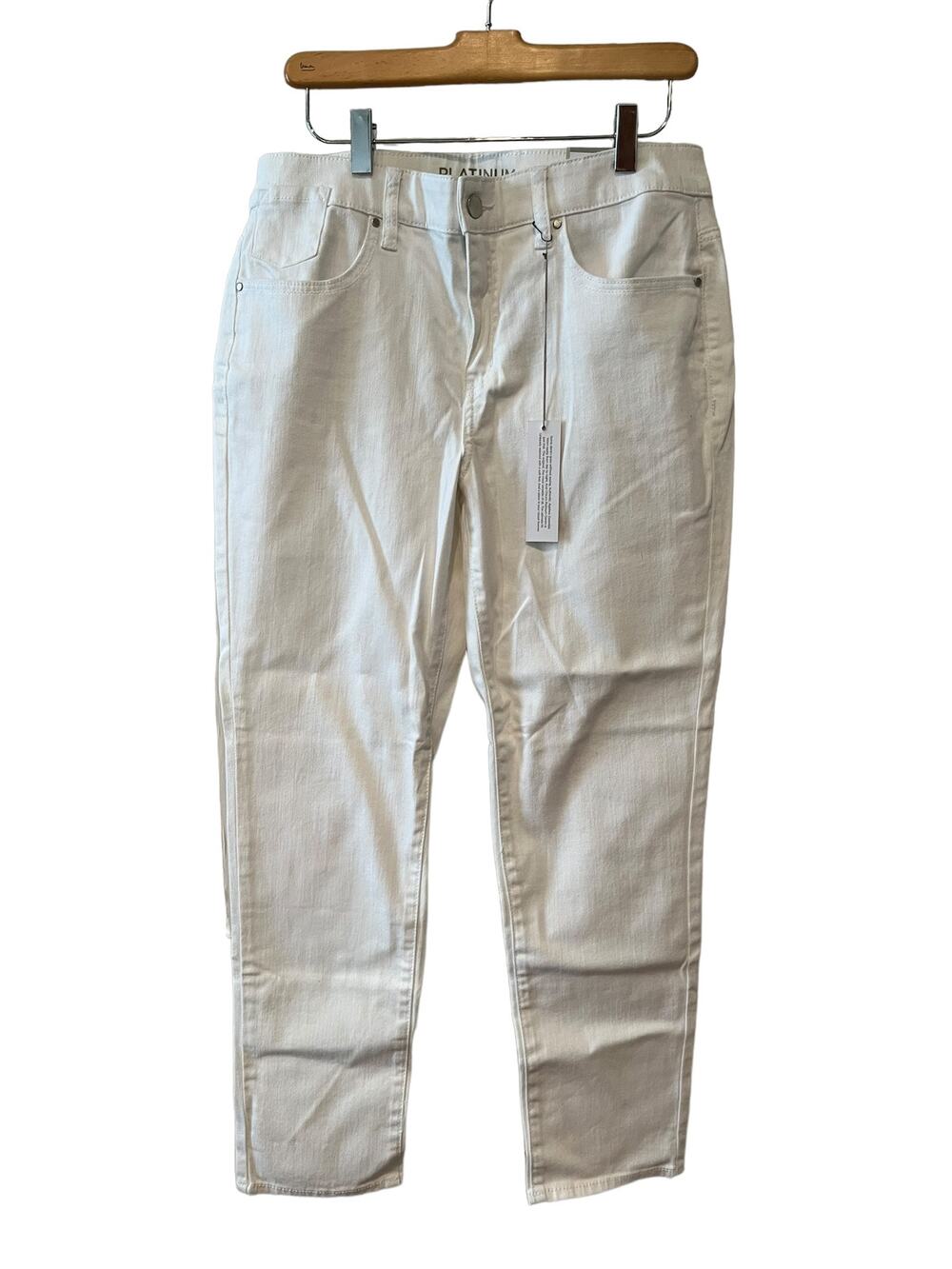Chicos Platinum Straight Ankle Leg Jeans Optic White S